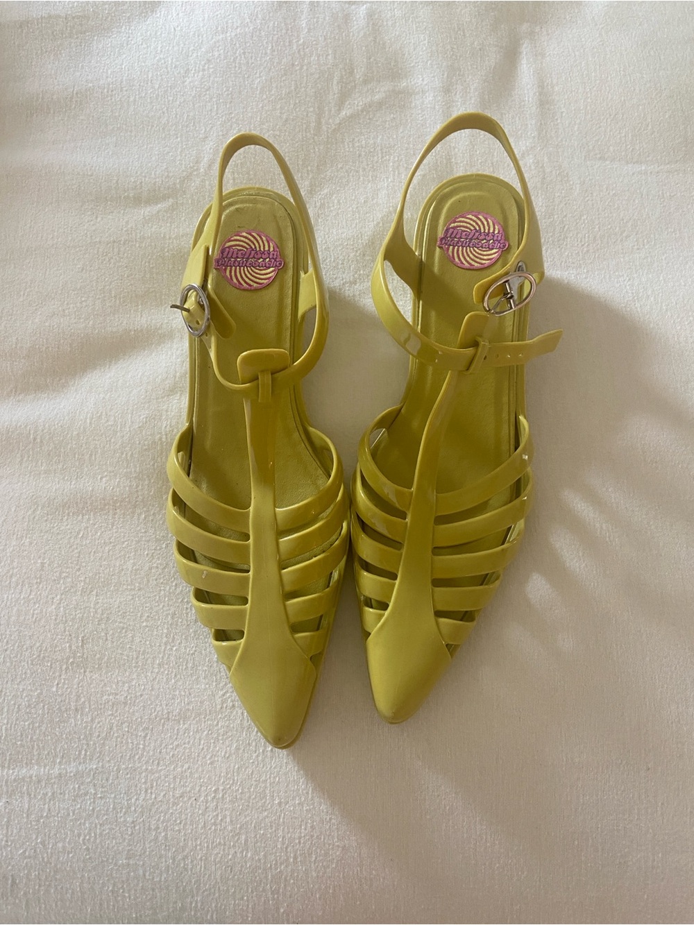 Melissa Yellow Pointed Jelly Slingback Sandals